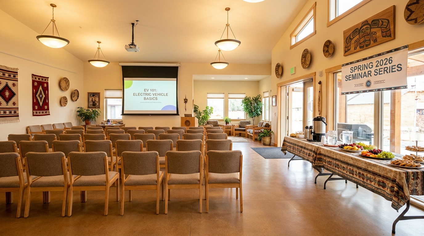 AMPS Community Center set up for a community seminar on electric vehicles