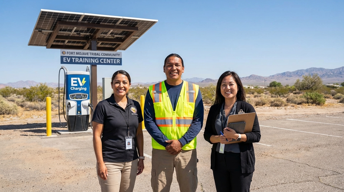 AMPS training program materials and EV charging station equipment